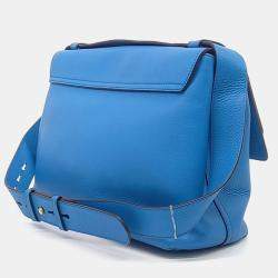 Pre Owned Gucci Blue Leather GG Marmont Shoulder Bag