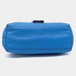 Pre Owned Gucci Blue Leather GG Marmont Shoulder Bag