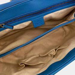 Pre Owned Gucci Blue Leather GG Marmont Shoulder Bag