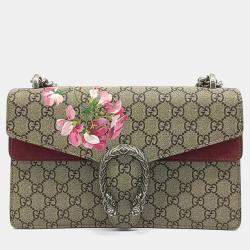 Pre Owned Gucci Beige Coated Canvas Dionysus Bloom Chain Shoulder Bag