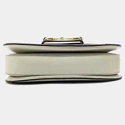 Pre Owned Gucci Beige White Coated Canvas 1955 Horsebit Shoulder Bag
