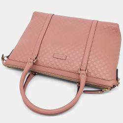 Pre Owned Gucci Pink Leather Micro Cimaline Tote and Shoulder Bag