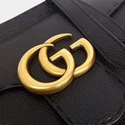 Pre Owned Gucci Black Leather GG Marmont Tote and Shoulder Bag