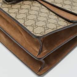Pre Owned Gucci Beige/Ebony GG Supreme Canvas and Suede Medium Dionysus Shoulder Bag