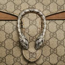 Pre Owned Gucci Beige/Ebony GG Supreme Canvas and Suede Medium Dionysus Shoulder Bag