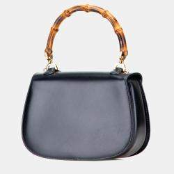 Pre Owned Gucci Black Calfskin Bamboo Night