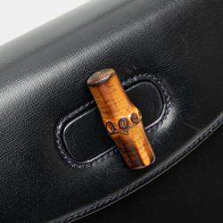 Pre Owned Gucci Black Calfskin Bamboo Night