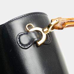 Pre Owned Gucci Black Calfskin Bamboo Night