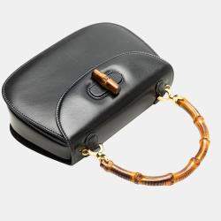 Pre Owned Gucci Black Calfskin Bamboo Night
