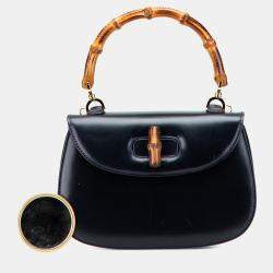 Pre Owned Gucci Black Calfskin Bamboo Night