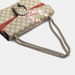 Pre Owned Gucci Beige Brown Small GG Supreme Blooms Dionysus Shoulder Bag