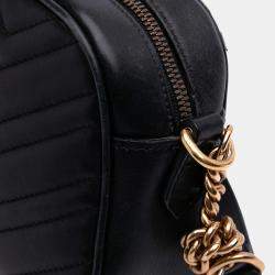 Pre Owned Gucci Black Small GG Marmont Matelasse Leather Crossbody
