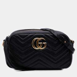 Pre Owned Gucci Black Small GG Marmont Matelasse Leather Crossbody