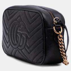 Pre Owned Gucci Black Small GG Marmont Matelasse Leather Crossbody