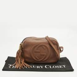Pre Owned Gucci Brown Leather Soho Disco Camera Crossbody Bag