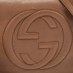 Pre Owned Gucci Brown Leather Soho Disco Camera Crossbody Bag