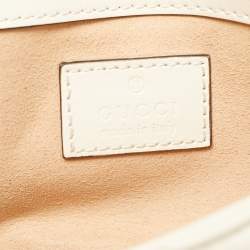 Pre Owned Gucci White Matelasse Leather Monochrome GG Marmont Chain Belt Bag 