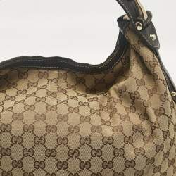 Pre Owned Gucci Beige/Brown GG Canvas and Leather Pelham Hobo