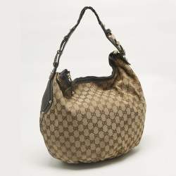 Pre Owned Gucci Beige/Brown GG Canvas and Leather Pelham Hobo