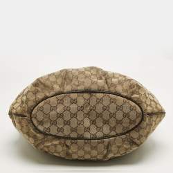 Pre Owned Gucci Beige/Brown GG Canvas and Leather Pelham Hobo