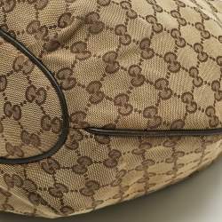 Pre Owned Gucci Beige/Brown GG Canvas and Leather Pelham Hobo