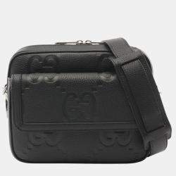Pre Owned Gucci Black Small Jumbo GG Embossed Leather Crossbody