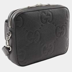 Pre Owned Gucci Black Small Jumbo GG Embossed Leather Crossbody