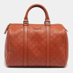 Pre Owned Gucci Orange Guccissima Leather Medium Joy Boston Bag
