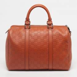 Pre Owned Gucci Orange Guccissima Leather Medium Joy Boston Bag
