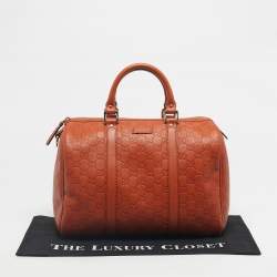 Pre Owned Gucci Orange Guccissima Leather Medium Joy Boston Bag