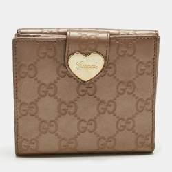 Pre Owned Gucci Beige Guccissima Leather Lovely Heart French Wallet