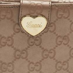Pre Owned Gucci Beige Guccissima Leather Lovely Heart French Wallet
