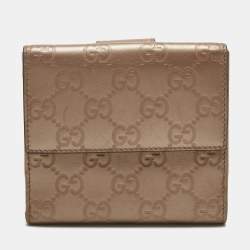 Pre Owned Gucci Beige Guccissima Leather Lovely Heart French Wallet