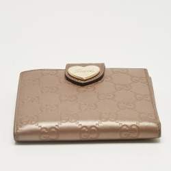 Pre Owned Gucci Beige Guccissima Leather Lovely Heart French Wallet