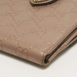 Pre Owned Gucci Beige Guccissima Leather Lovely Heart French Wallet