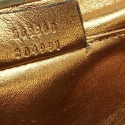 Pre Owned Gucci Gold/Brown Diamond Fabric Bamboo Frame Chain Clutch