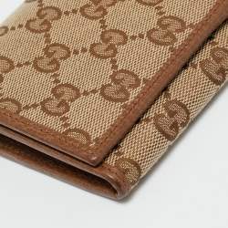 Pre Owned Gucci Beige GG Canvas Flap Continental Wallet