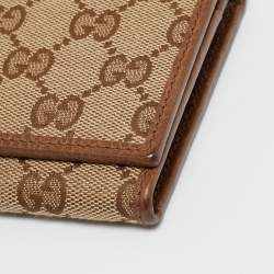 Pre Owned Gucci Beige GG Canvas Flap Continental Wallet