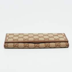 Pre Owned Gucci Beige GG Canvas Flap Continental Wallet