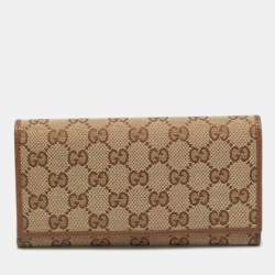 Pre Owned Gucci Beige GG Canvas Flap Continental Wallet