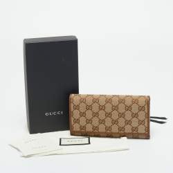 Pre Owned Gucci Beige GG Canvas Flap Continental Wallet