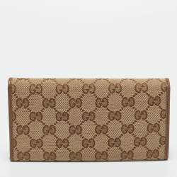 Pre Owned Gucci Beige GG Canvas Flap Continental Wallet