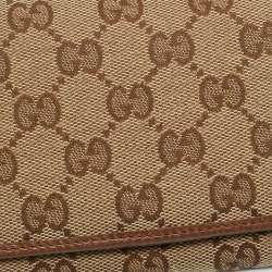 Pre Owned Gucci Beige GG Canvas Flap Continental Wallet