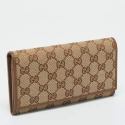 Pre Owned Gucci Beige GG Canvas Flap Continental Wallet