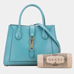Pre Owned Gucci Blue Medium Calfskin Jackie 1961 Tote