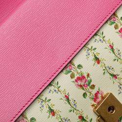 Pre Owned Gucci Beige Pink White Limited Edition Small Calfskin Floral Print Dionysus Shoulder Bag