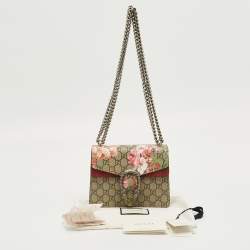 Pre Owned Gucci Old Rose/Beige GG Supreme Canvas Mini Blooms Dionysus Shoulder Bag