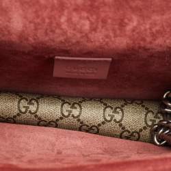 Pre Owned Gucci Old Rose/Beige GG Supreme Canvas Mini Blooms Dionysus Shoulder Bag