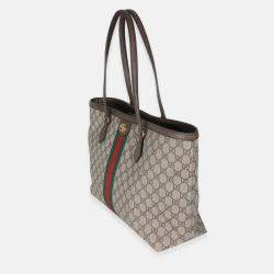 Pre Owned Gucci Beige GG Supreme Canvas Medium Ophidia Tote