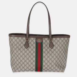 Pre Owned Gucci Beige GG Supreme Canvas Medium Ophidia Tote